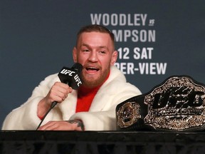 Conor McGregor addresses the media during the UFC 205 press conference at The Theater at Madison Square Garden on November 10, 2016 in New York City. (Michael Reaves/Getty Images)