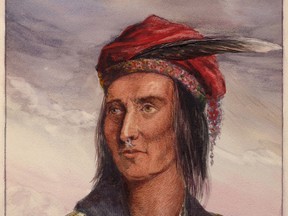 Portrait of Shawnee leader Tecumseh, who is featured in The War of 1812. PBS Handout.