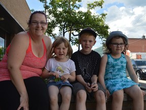 Annie De Grammont, left, expects she'll have waited a decade by the time she is offered an affordable housing unit through the CDSSAB. She is pictured with her children Juliette De Grammont-Campbell, Michael Wilson and Naomie Campbell.