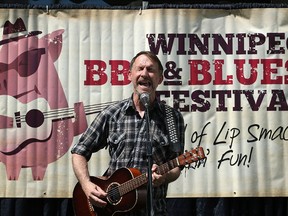 Jay Nowicki of the Perpetrators performs during the kickoff for the Winnipeg BBQ & Blues Festival, at the Burton Cummings Theatre in Winnipeg on Tues., June 20, 2017. The sixth annual festival runs on Aug. 10-11. Kevin King/Winnipeg Sun/Postmedia Network