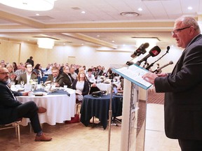 City of Greater Sudbury mayor Brian Bigger delivers his State of the City address at a Greater Sudbury Chamber of Commerce-hosted luncheon on Tuesday. (Gino Donato/Sudbury Star)