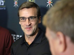 Vegas Golden Knights GM George McPhee has reason to smile. His team will likely be better than even he expected. (AP Photo/John Locher)