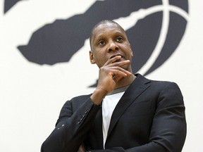 Toronto Raptors President Masai Ujiri talks about the future of Kyle Lowry and the upcoming NBA draft in Toronto on Tuesday June 20, 2017. (Craig Robertson/Toronto Sun)