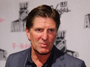 Head coach Mike Babcock of the Toronto Maple Leafs is interviewed during media availability for the 2017 NHL Awards at Encore Las Vegas on June 20, 2017. (Bruce Bennett/Getty Images)