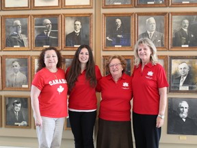 Canada Day Committee busy and excited as Canada’s 150th celebration approaches. Left to right, Suzanne Quinn, Rachel Veilleux, Anita Hobbs, and Becky Wellington-Horner. (Heather Hannigan / Freelance Writer)