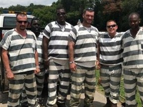 Six big-hearted convicts in a Georgia chain gang are being hailed as heroes for saving the life of their guard. (POLK COUNTY POLICE)