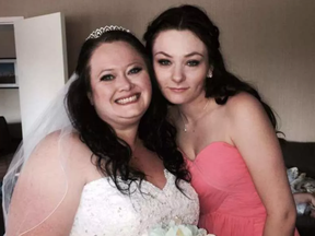 Maddie Clement with her mother, Michelle Morrison, at her mother's wedding on June 9, 2017.