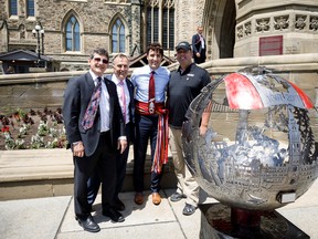 Submitted photo
Shawn Donnan’s Canada 150 fire globe turned heads in Ottawa this week after MPs Mike Bossio and Neil Ellis invited the Stirling welder to bring his creation to Parliament Hill. The globe even caught the attention of Prime Minister Justin Trudeau.