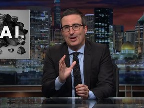 HBO's Last Week Tonight John Oliver is seen during a segment on the coal industry in America that aired June 18, 2017 in this screenshot from the show's Facebook page. (Facebook/Last Week Tonight with John Oliver)