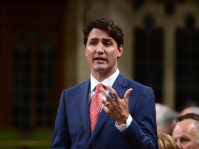 Prime Minister Justin Trudeau stands during question period in the House of Commons on Parliament Hill in Ottawa on Monday, June 19, 2017. (THE CANADIAN PRESS/Sean Kilpatrick)