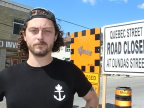 Sewer and street reconstruction on Dundas Street East has created some headaches for Dan Phillips, owner of Illbury + Goose, and sales losses for others. (CHARLIE PINKERTON, The London Free Press)