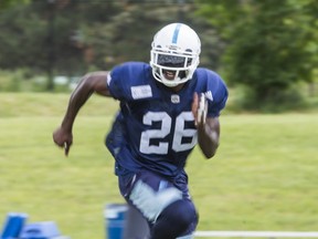 Argos defensive back Cassius Vaughn (helmet off, inset) leans on his father’s wisdom a lot. (Ernest Doroszuk/Toronto Sun)