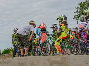 Photo supplied by Melissa Chalmers
Riders with the Stony Plain BMX Club put in extra work last weekend during a training clinic hosted by On the Box Clinics.