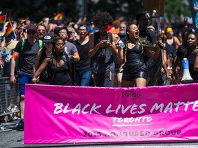 Black Lives Matter at Toronto's Pride parade on Sunday, July 3, 2016. (Ernest Doroszuk/Toronto Sun)