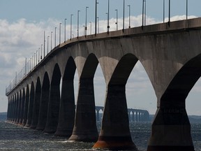 The 12.9-kilometre Confederation Bridge, stretching between New Brunswick and Prince Edward Island, annoys many Islanders with its $46 fee. (Canadian Press file photo)