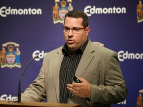 Eddie Robar, Branch Manager of Edmonton Transit, speaks about Edmonton's recently unveiled 10-year Transit Strategy during a press conference at City Hall. in Edmonton, Alberta on Friday, June 23, 2017.