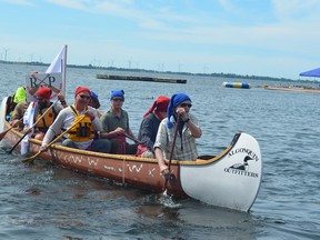 On June 22, a group of 18 retired Kingston educators set out to paddle down the Rideau canal in traditional voyageur canoes to arrive in Ottawa for Canada Day. Megan Glover for the Whig-Standard/Postmedia Network