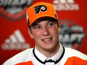Nolan Patrick is interviewed after being selected second overall by the Philadelphia Flyers during the 2017 NHL Draft at the United Center on June 23, 2017 in Chicago, Illinois. (Jonathan Daniel/Getty Images)