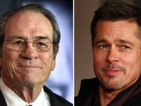 Tommy Lee Jones (left) and Brad Pitt are seen in a combination shot. (DAVID BECKER/ADRIAN DENNIS/AFP/Getty Images)