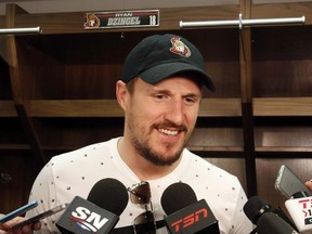 Ottawa Senators defenceman Dion Phaneuf talks with reporters makes in Senators dressing room in Ottawa on May 27, 2017. (THE CANADIAN PRESS/Fred Chartrand)
