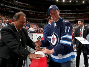 Dylan Samberg signs autographs after being selected 43rd overall by the Winnipeg Jets during the 2017 NHL Draft at the United Center on June 24, 2017 in Chicago, Illinois. (Photo by Bruce Bennett/Getty Images)