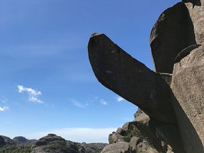 This undated photo shows the rock formation Trollpikkenin before its damage, in Egersund, western Norway. (Ingve Aalbu/NTB Scanpix via AP)