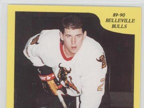 Madoc native Steve Bancroft shown in his 1989-90 OHL Belleville Bulls hockey card.