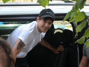 Louis Tomlinson arrives at Sarn Studios to record his part in the Charity single for The Renfell Fire Disaster in London on June 19, 2017 Credit: Tony Oudot/WENN