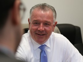 Jason Miller/The Intelligencer
Labour Minister Kevin Flynn, pictured here at The Intelligencer newsroom, is pushing for a host of changes to Ontario's labour laws.