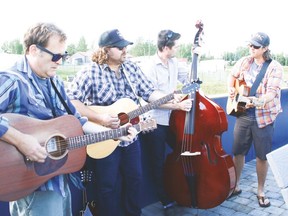 Tin and the Toad performed for the Barley Run fundraiser, held abourd Aspen Crossing’s train Friday evening, with proceeds going to support the Vulcan Community Health Centre expansion project. From left are Steve Loree, Justin Smith, Peter Loughlin and Cody Shearer.