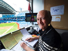 Toronto Blue Jays broadcaster Jerry Howarth overlooks the field from his broadcast booth before the Jays play against the Chicago White Sox in Toronto on June 17, 2017. (THE CANADIAN PRESS/Nathan Denette)