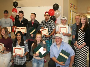 Nine students were present to accept their awards at Storefront School on June 22 (Jeremy Appel | Whitecourt Star).