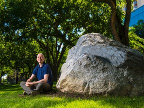 University of Alberta Researcher Mirko van der Baan, at the Geoscience Garden on June 21, 2017, studies microseismicity, or tiny seismic events.  John Ulan/supplied