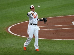 Manny Machado of the Baltimore Orioles warms up before the start of a game on June 22, 2017 in Baltimore, Md. (ROB CARR/Getty Images)