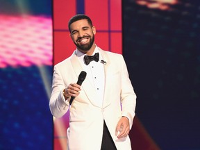 Host Drake speaks on stage during the 2017 NBA Awards Live On TNT on June 26, 2017 in New York City. (Michael Loccisano/Getty Images for TNT)