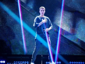 Justin Bieber performs on stage in Telia Parken Stadium in Copenhagen on October 2, 2016. (JENS ASTRUP/AFP/Getty Images)