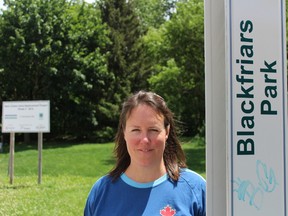 "I think its just stirred up commotion and it seems ridiculous that someone would go to such lengths to put inaccurate information and produce it with a city letterhead," said Jennifer Paterson, a resident of the Blackfriars who took down the last of the fake City of London meeting notices in the downtown London neighbourhood on June 27, 2017. (CHARLIE PINKERTON/London Free Press/Postmedia Network)