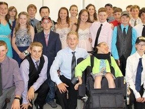 Brookside Public School Grade 8 graduates pose for a group photo on graduation night. (Ryan Berry/ Kincardine News and Lucknow Sentinel)