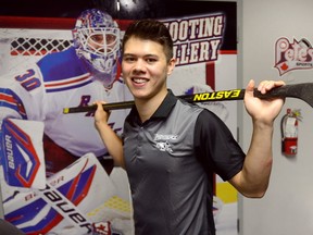 Jacob Bryson of London at TPH Training Centre in the Western Fair Sports Complex where he trains. Bryson was drafted 99th overall by the Buffalo Sabres in the recent NHL draft. (MORRIS LAMONT, The London Free Press)