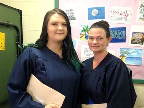 Brittany Colby-Sparks, 18, and mother Natasha Colby, 34, graduated together from the Katarokwi Learning Centre in Kingston. (Megan Glover/The Whig-Standard)