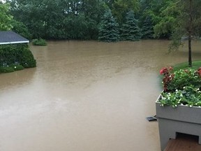 A backyard flooded in Londesborough last week. (Courtesy of Facebook)