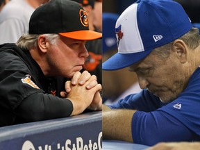 Bo Showalter and John Gibbons (Getty Images/Postmedia)