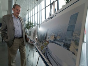 Warren Champion looks at artist renderings on Tuesday June 27, 2017, as the Ice District and the City of Edmonton hosted a public consultation for Ice Phase 2, a proposed development north of Rogers Place in Edmonton. In adherence with the City's Public Involvement Policy, an open house was held to garner the input of the community and collect diverse opinions to have a wide spectrum of information available to developers and City Council for when an application is submitted. Greg  Southam/Postmedia