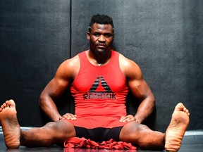 French-Cameroonian mixed martial artist Francis Ngannou poses during a training session at the MMA Factory in Paris on April 21, 2017. (AFP)
