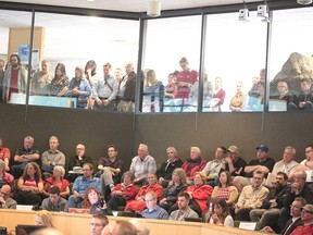 It was a packed house at a special city council meeting on Tuesday, as council voted on the location of a new arena. (Gino Donato/Sudbury Star)