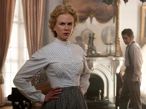 This image released by Focus Features shows Nicole Kidman, left, and Colin Farrell in a scene from "The Beguiled." (Ben Rothstein/Focus Features via AP)