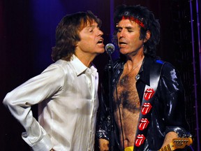 Robert Wotherspoon and Richard Colgan (from left to right) performing as Mick Jagger and Keith Richards in their Rolling Stones tribute show, which is coming to Woodstock next month. (Submitted)