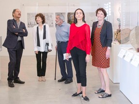 Martin Wikaira, left to right, Hershi Kirshenbaum , Martin Fallick, Maia Wikaira and Rachel Wikaira visit the Art Gallery of Ontario in Toronto on Thursday June 29, 2017. Toronto couple who found refuge from a devastating earthquake in the home of perfect strangers on the other side of the world is playing host to their benefactors and relishing the chance to keep building a firm foundation for a friendship begun on shaky ground. (THE CANADIAN PRESS/Chris Young)