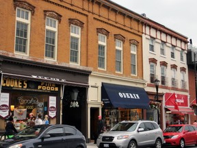 The property at 55-61 Brock Street in Kingston on June 29. The property, constructed for P.R. Henderson by John Power, has many characteristics of a building in the 1867-era, including decorative cast-iron detailing. (Steph Crosier/The Whig-Standard)