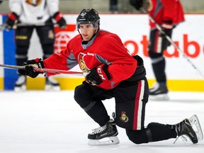 Colin White skates a drill as the Ottawa Senators continue with their development camp for prospects at the Bell Sensplex on June 29, 2017. (Wayne Cuddington/Postmedia)